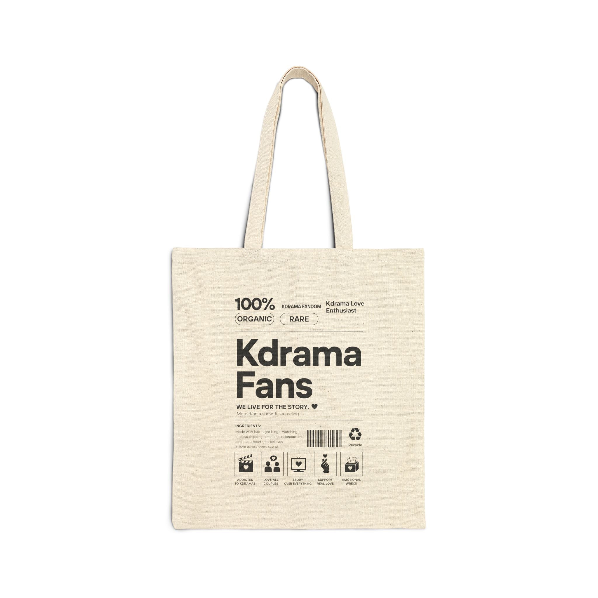 K-Drama Fans Typography Tote Bag | Korean Drama Canvas Tote