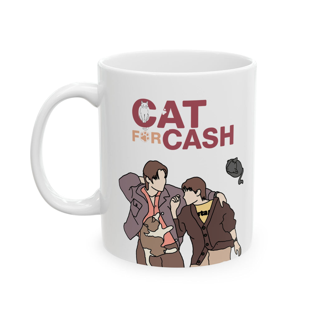 Cat For Cash Thai BL Mug | FirstKhao Couple Gift | First Kanaphan & Khaotung Thanawat Fan Merch | BL Lover Coffee Cup