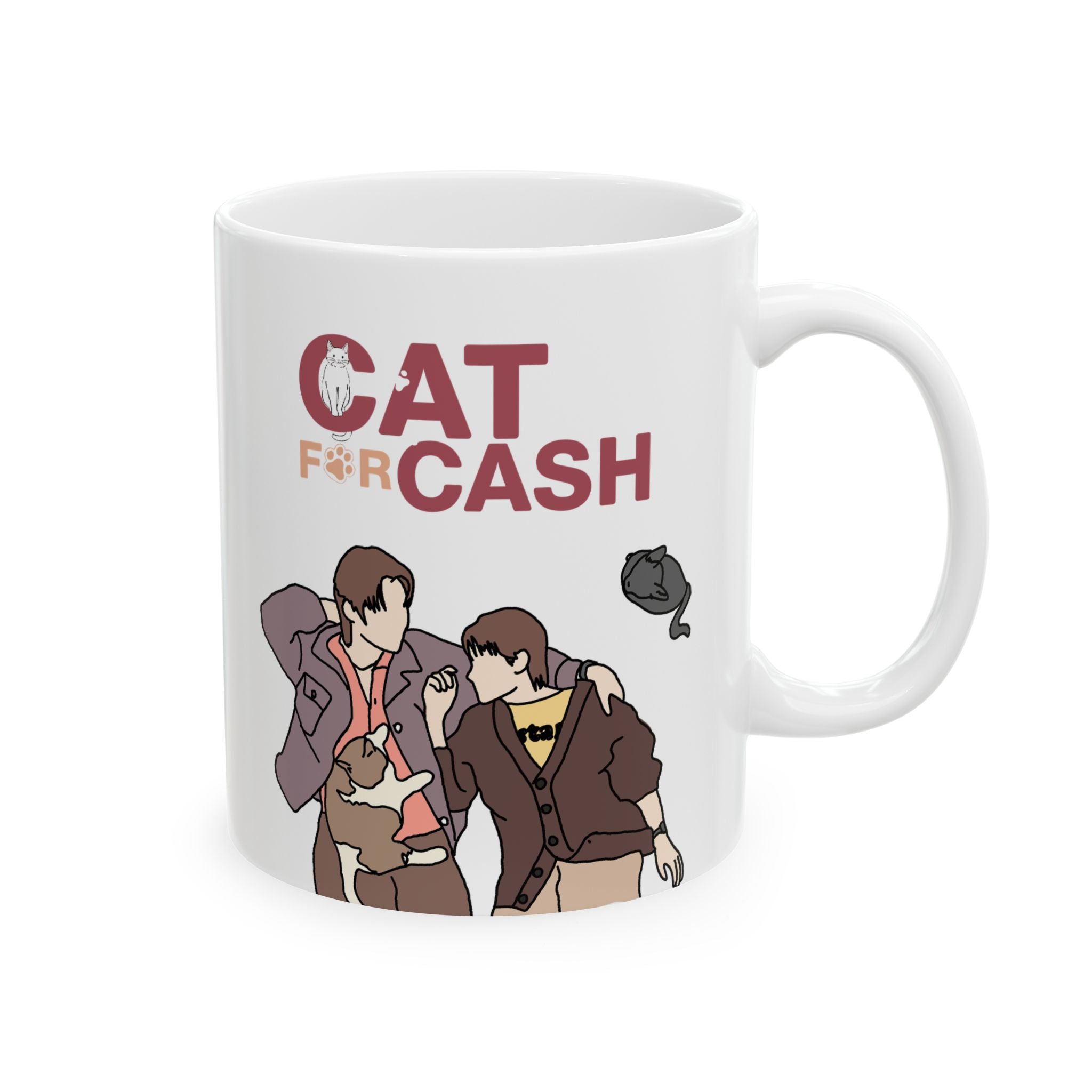 Cat For Cash Thai BL Mug | FirstKhao Couple Gift | First Kanaphan & Khaotung Thanawat Fan Merch | BL Lover Coffee Cup