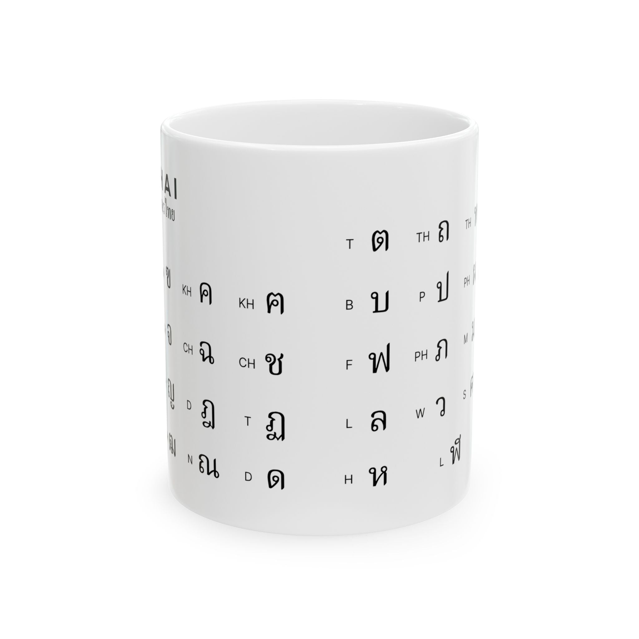 Learn Thai Alphabet Chart Ceramic Mug Thai Letters, Language Study Aesthetic