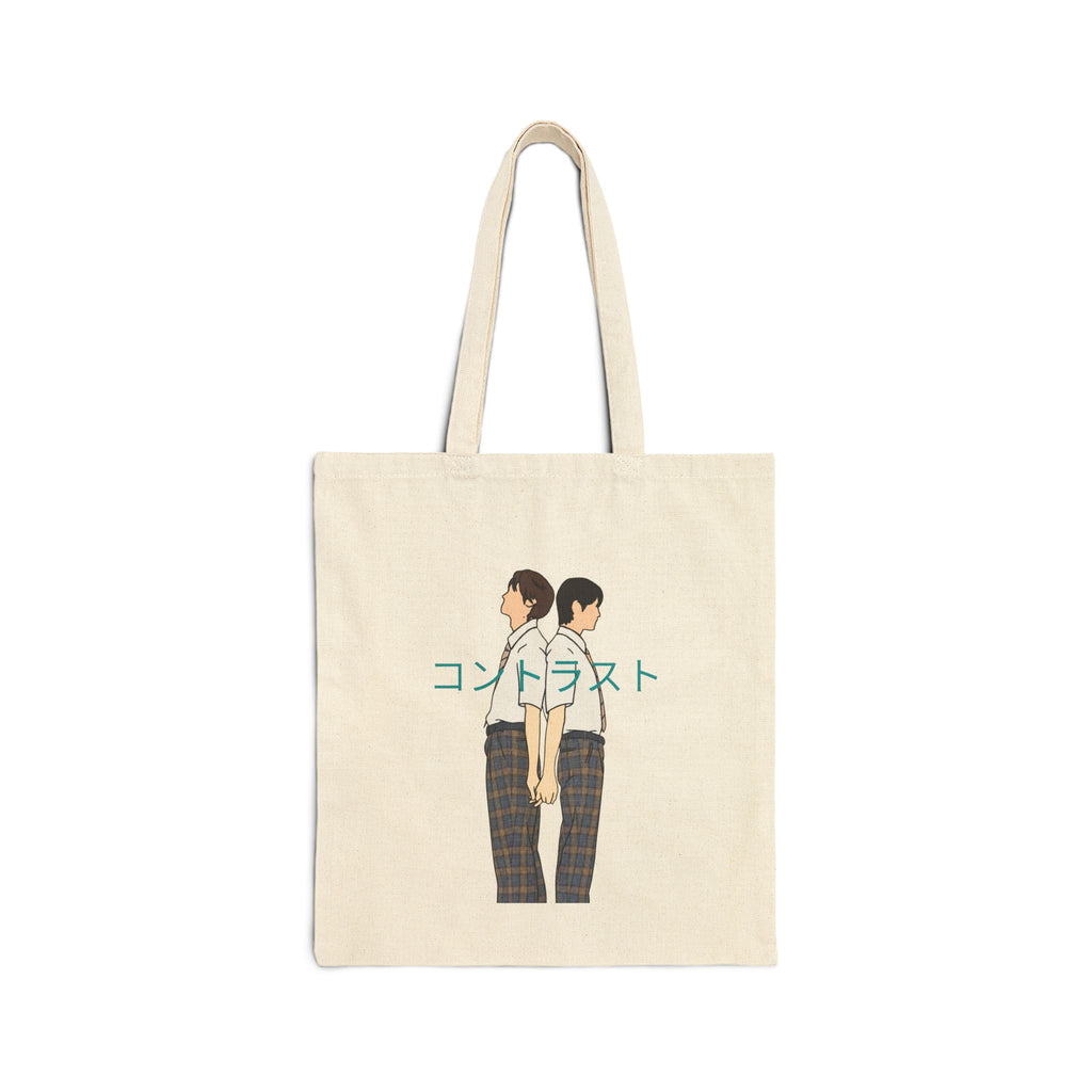 Contrast コントラストBL Drama Line Art Tote Bag | Luchi Haruhi & Akune Haruse Japanese BL Aesthetic