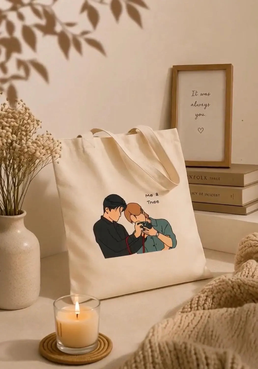 Pondphuwin Mee and Thee Thai BL Series sticker design Tote Bag | GMMTV characters